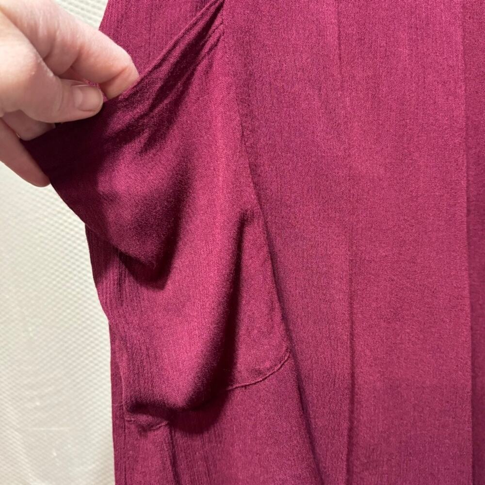 Entro Burgundy Floral Embroidered Tunic Dress Long Sleeve Pockets Size S - Picture 2 of 11